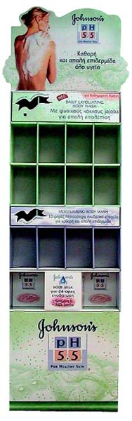 espositore cartone johnsons ph5 farmaceutico