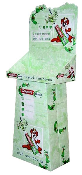 espositore profumeria in cartone colgate