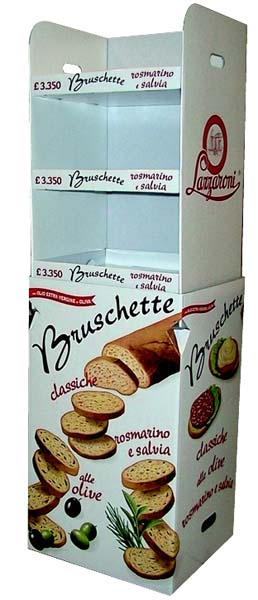 espositore biscotti lazzaroni in cartone