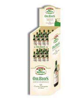 espositore cartone per olio oilbios