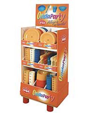 espositore a piani in cartone ondaparty